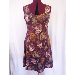 CowCow skull print skater dress L